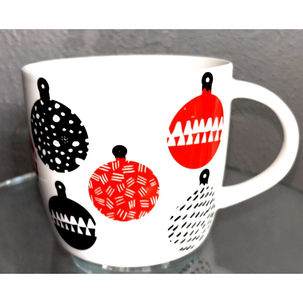 Starbucks Christmas Ornaments Mug 2016 White Red Black 16.9 oz